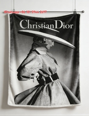 Christian Dior Vintage Fashion Flannel Sofa Throw Blanket D455